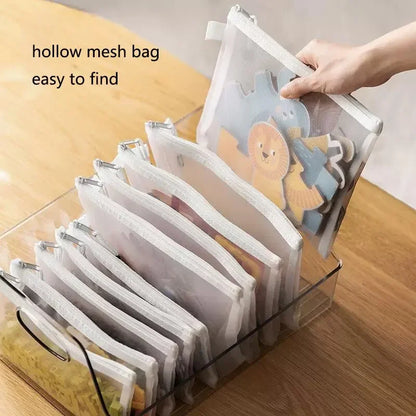 3pcs/Set Transparent Document Bag Mesh Zipper Information Bag Small Fresh Large Capacity Stationery Bag Beauty World Shop