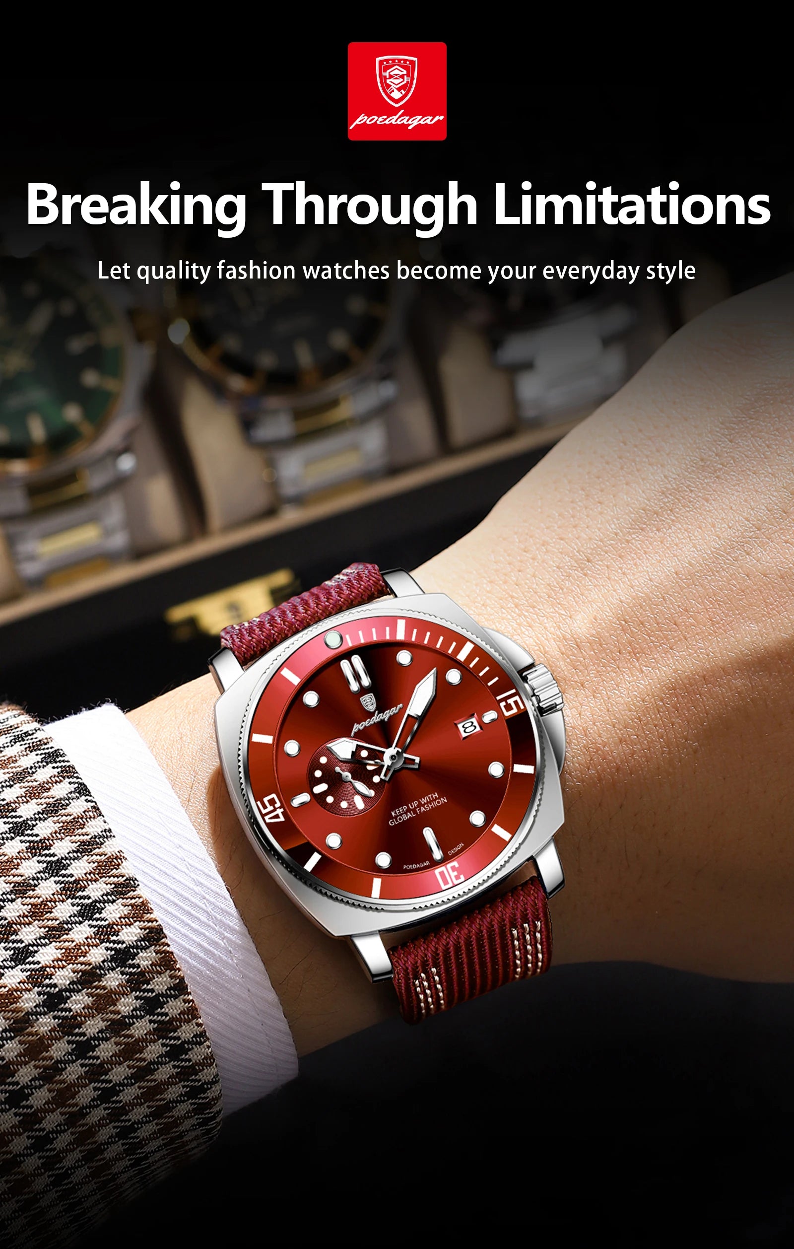POEDAGAR Luxury Fashion Man Watch Luminous Waterproof Date Sport Watches For Men Nylon Leather Quartz Business Men's Clock Reloj Beauty World Shop