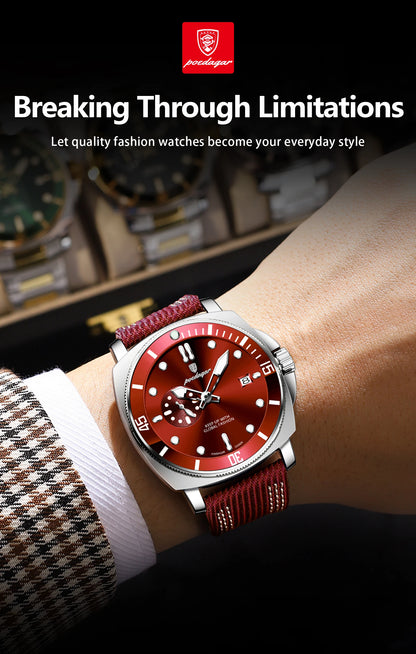 POEDAGAR Luxury Fashion Man Watch Luminous Waterproof Date Sport Watches For Men Nylon Leather Quartz Business Men's Clock Reloj Beauty World Shop