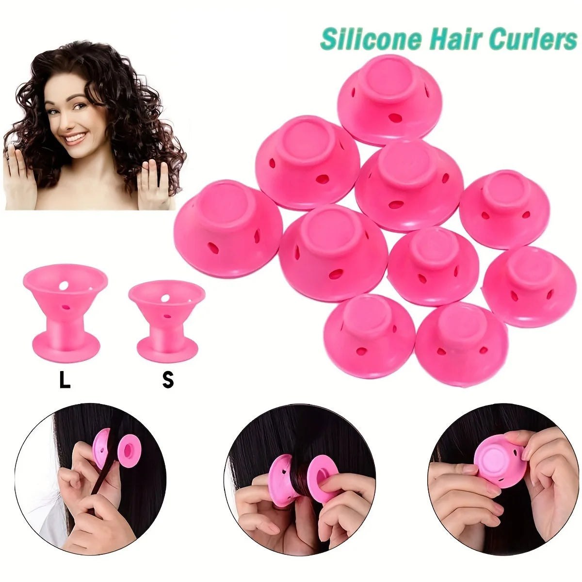 Heatless Hair Curlers Set: 10 Pieces Including Large and Small Soft Overnight Rollers for Women and Kids Lazy Curling Rods Beauty World Shop