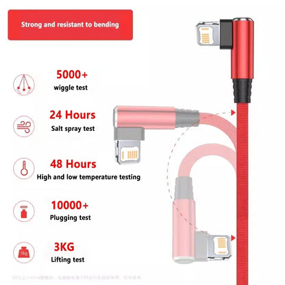 90 Degree USB Cable For iPhone 14 13 12 11 Pro Max X XR 6s 7 8 Plus 2m 3m Lead Mobile Phone Fast Charging Cord Data Charger Wire Beauty World Shop