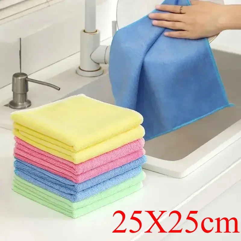 5/10/20pcs Kitchen Towel, Ultra-fine Fiber Light Gray Cleaning Cloth Set, Absorbent, Soft And Stain-removing Cloth Beauty World Shop