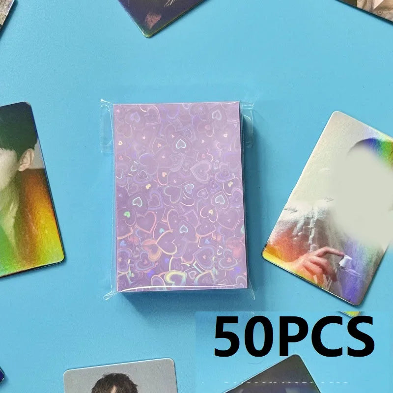 50PCS Heart Sleeves Color Photo Card Sleeve Photocard Holder Kpop Popcorn Sleeves Photo Card Packaging BQ01 Beauty World Shop