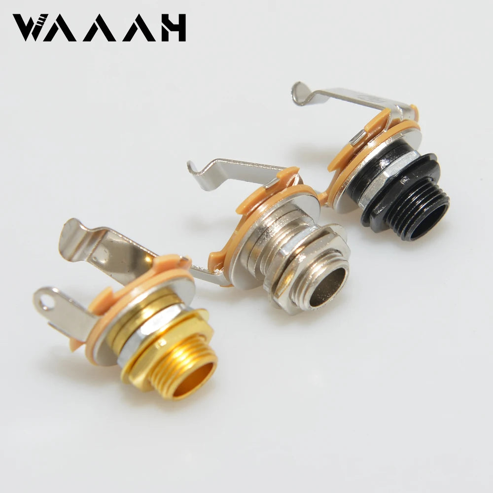 1pcs Electric Guitar Input Jack For Electric Guitar & Bass Guitar 1/4"" (6.35mm) Mono Jack Socket Chrome Nut & Washer Beauty World Shop