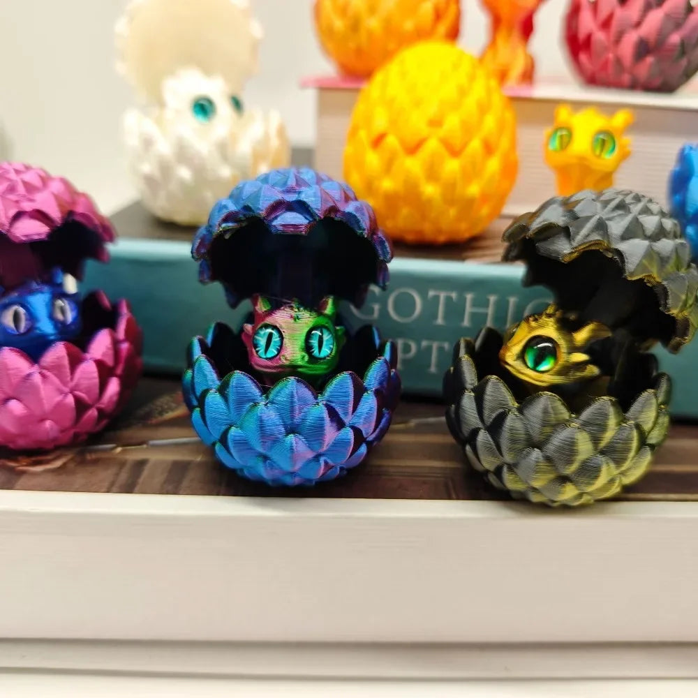 3D Printed Toys Artistic Dragon Egg Statue Small Hatching Dragon Figure Modern Home Decoration Miniature Desk Decor Beauty World Shop
