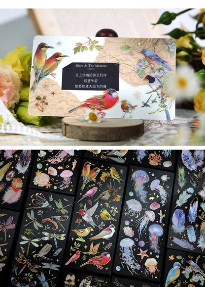 3pcs Kawaii Feather Dragonfly Bird Jellyfish Decorative Stickers Pack Scrapbooking Material Label Diary Phone Journal Planner Beauty World Shop