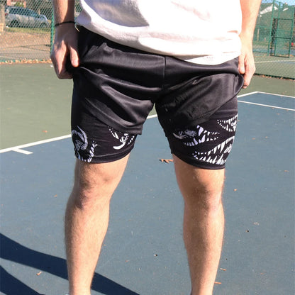 Berserk Print 2 in 1 Running Shorts for Men Gym Workout Fitness Athletic Shorts with Pockets Summer Activewear Quick Dry Stretch