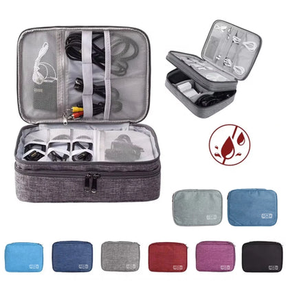 Black Oxford Cloth Electronic Accessory Storage Bag, Cube Travel Bag, Portable Data Cable Headphone Organizer Bag Office suppli Beauty World Shop