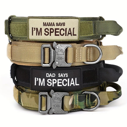 Heavy Duty Tactical Dog Collars with Handle Military Collar with Patch Outdoor Training and Walking for Medium and Large Dogs Beauty World Shop