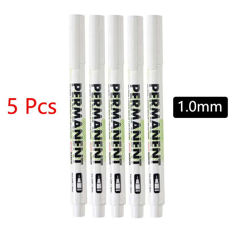 White Marker Pens set Oily Waterproof White Gel Pen DIY Graffiti Sketching Marker Stationery Writing School Supplies brush Beauty World Shop