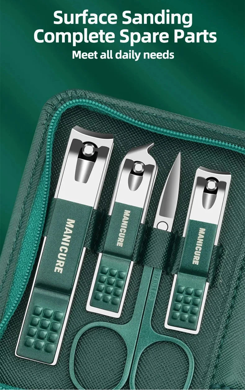 6-9 Pcs Manicure Set With Leather Case Professional Foot And Face Care Tool Kits Stainless Steel Nail Clipper Sets Gift Beauty Fashion