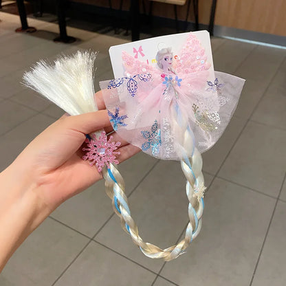 Disney Frozen Elsa Princess Wig Braid Hairpin Accessories For Girls Anime Figures Cartoon Toys Kids Kawaii Baby Hair Clip Gifts Beauty World Shop