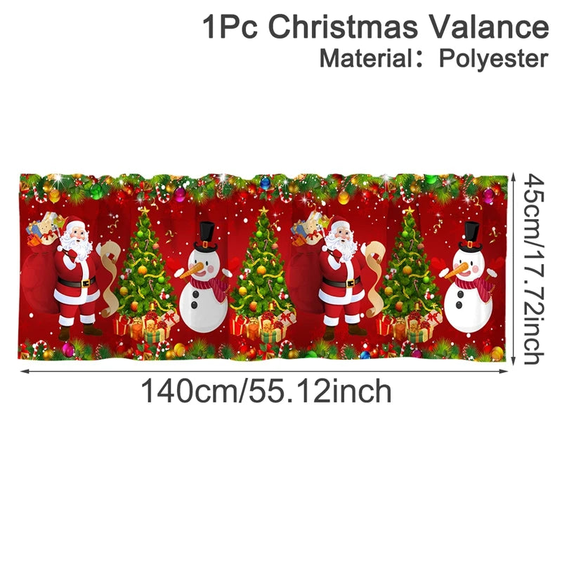 Christmas Short Curtains Valances Merry Christmas Decorations For Home 2025 Xmas Navidad Kitchen Bedroom Ornaments New Year 2026 Beauty World Shop