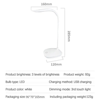 LED Desktop Desk Lamp USB Rechargeable Lighting Eye Protection Room Night Light Bedroom Bedside Student Reading Lamp Beauty World Shop