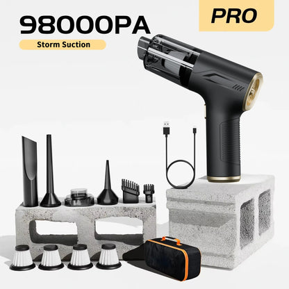 CENRR 98000PA Powerful Mini Car Vacuum Cleaner Cordless Wireless Car Cleaner HandHeld Portable Vacuum Cleaner Air Gun Beauty World Shop