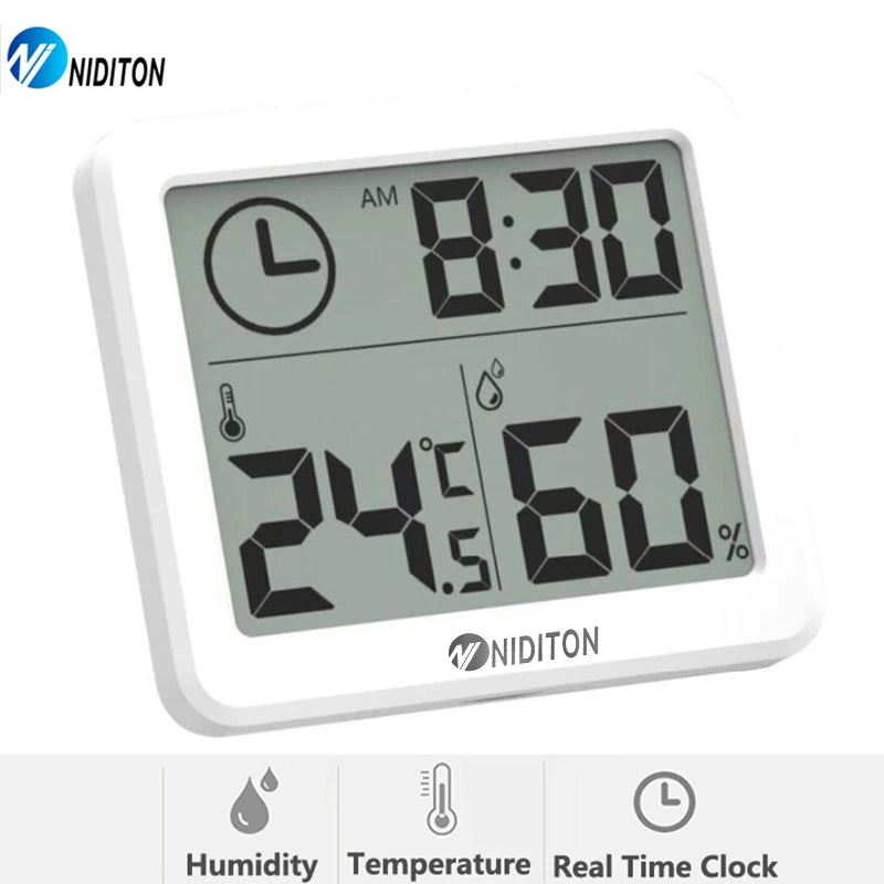 Digital Clock Desk Clock with Temperature Humidity  Wall Clocks for  Home Kitchen Office Desk Decorations NIDITON Beauty World Shop