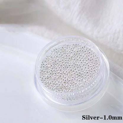 0.4mm-1.5mm 3D Steel Tiny Nail Art Decoration Gold Silver Steel Ball Nail Art Caviar Beads Nails Beads DIY Jewelry Accessories Beauty World Shop