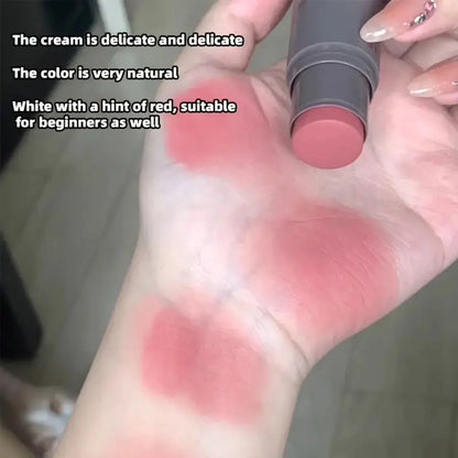 Double Head Sponge Monochrome Powder Blusher Lip and Cheek Dual-Use Durable Matte Natural Rouge Powder Blusher Stick Light Natur Beauty World Shop