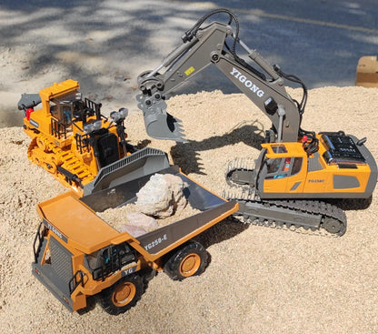 4WD Remote Control Excavator 4x4 Alloy Dump Truck Bulldozer Radio Model RC Car Construction Vehicle Toy Children Kids Gifts Beauty World Shop