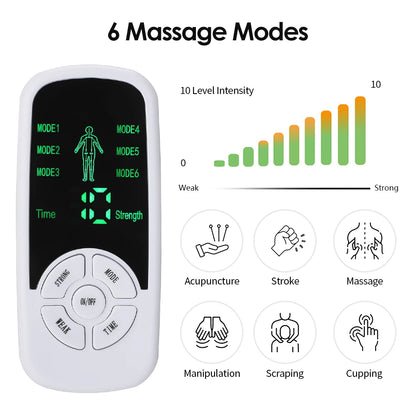 HOMEFISH Muscle Therapy Stimulator 6 Modes Tens Unit Machine Meridian Physiotherapy Pulse Abdominal Prostate Body Massager Beauty World Shop
