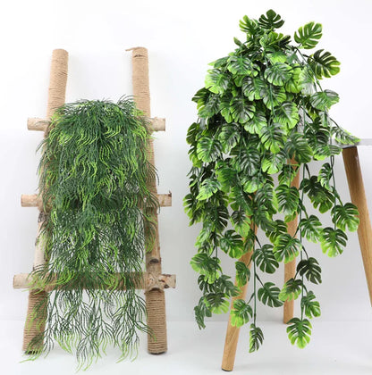 90cm Persian fern Leaves Vines Home Room Decor Hanging Artificial Plant Plastic Leaf Grass Wedding Party Wall Balcony Decoration Beauty World Shop