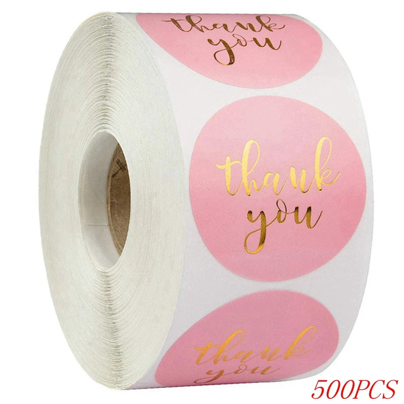 50-500pcs 1inch Blue Thank You Stickers For Envelope Sealing Labels Stationery Supplies Handmade Wedding Gift Decoration Sticker Beauty World Shop