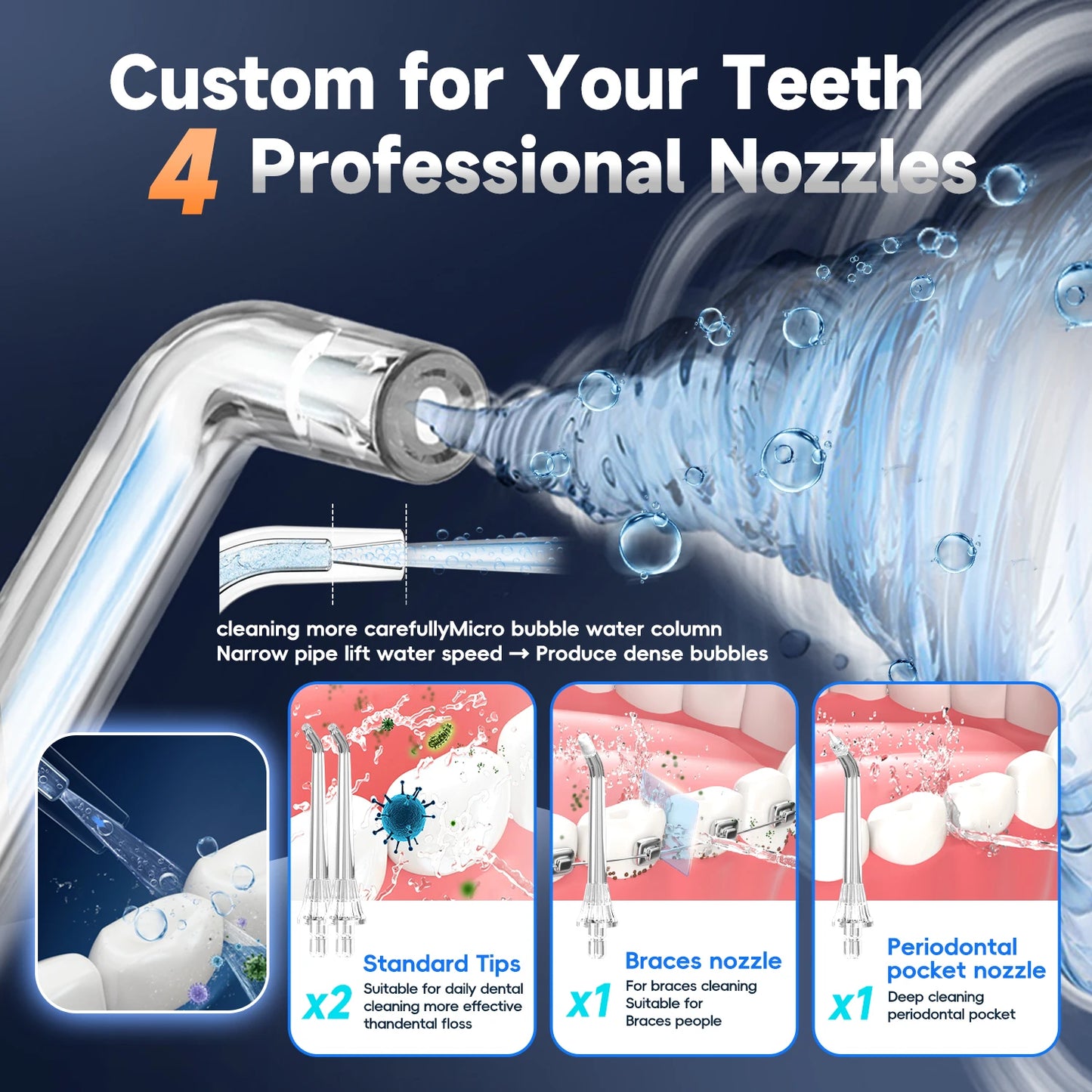 Mornwell 5032 Water Floss Sonic Water Flosser 270ML Tank Oral Teeth Whitening Home Appliance Teeth Cleaner Oral Water Jet Beauty World Shop