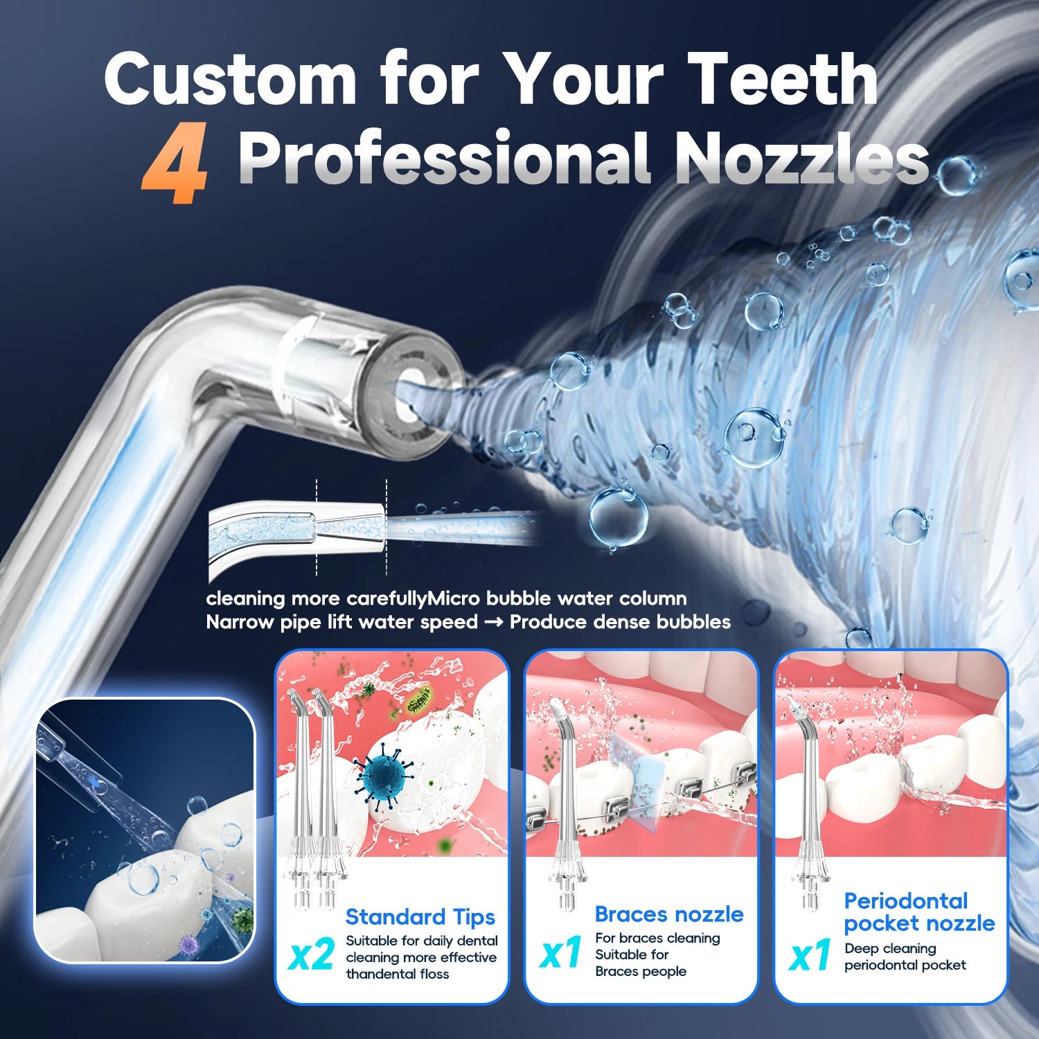 Mornwell 5032 Water Floss Sonic Water Flosser 270ML Tank Oral Teeth Whitening Home Appliance Teeth Cleaner Oral Water Jet Beauty World Shop