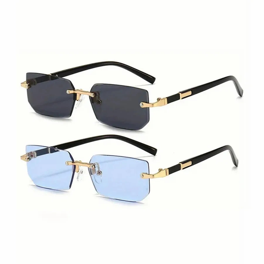 Rimless Sunglasses Rectangle Fashion Popular Women Men Shades Small Square Sun Glasses For Female male Summer Traveling Oculos Beauty World Shop