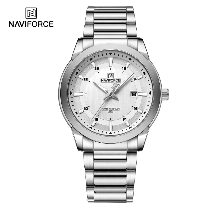 2024 Top Brand NAVIFORCE Mens Watches Stainless Steel Strap Casual Male Quartz Sports Wristwatch Luxury Waterproof Date Clock Beauty World Shop