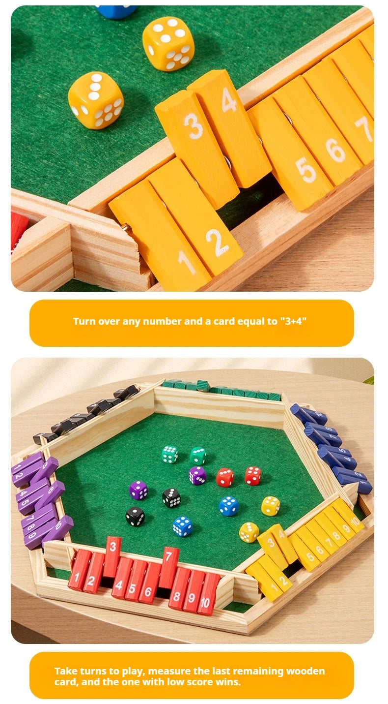 Six Sided Flipping Game, Wooden Number Game, Shut The Box Dice Game - Parent-Child Board Game, Bar Party, Leisure Gambling Game Beauty World Shop