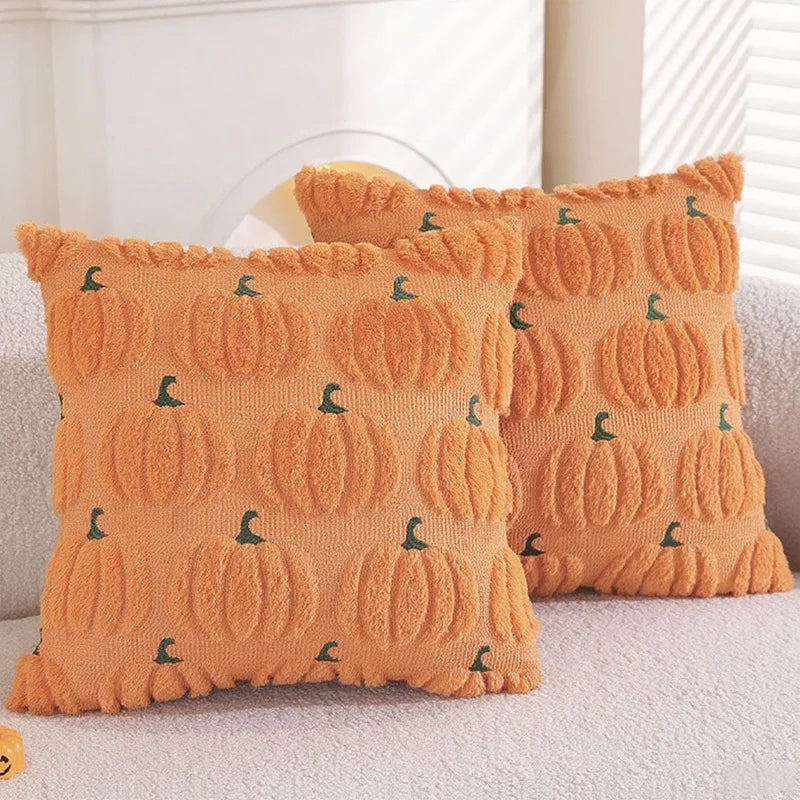 Fall Halloween Throw Pillow Covers 18x18 Decorative Pumpkin Pattern Pillowcase Soft Plush Faux Wool Cushions for Home Sofa Couch Beauty Trend Shop