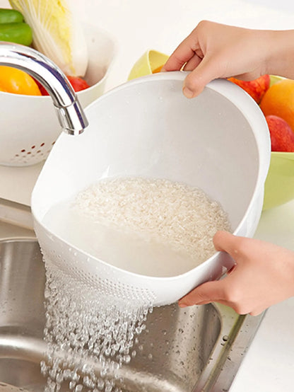 1/3pcs- Colander Rice Bowl Drain Basket Fruit Bowl Washing Drain Basket with Handle Washing Basket Home Kitchen Organizer Beauty World Shop