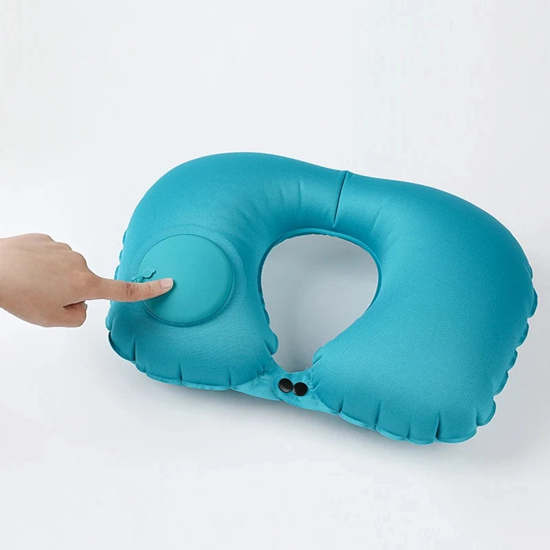 Inflatable Travel Neck Pillow U-shaped Cervical Orthopedic Protection Pillow Outdoor Portable Foldable Pillow Travel Essentials Beauty World Shop
