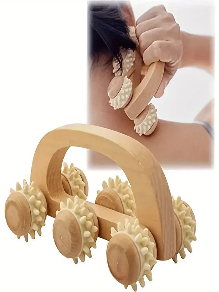 Wooden Massage Roller Tool, Manual Wooden Massager, 1 Pcs Wood Back Massage Roller for Neck Leg Back Deep Tissue Muscle Massage Beauty World Shop