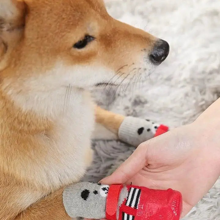 4pcs/lot Winter Warm Dog Socks Anti-Slip Rain Snow Boots Waterproof Puppy Chihuahua Dogs Shoes Booties for Small Large Dogs Beauty Trend Shop