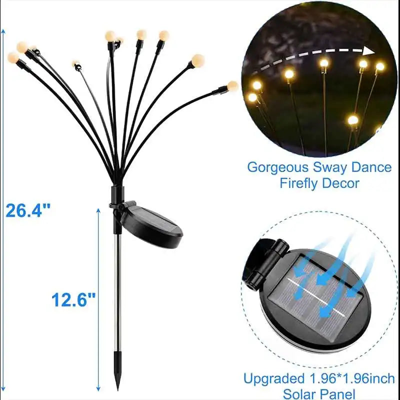 Garden Lights-New Upgraded Solar Powered Firefly Lights Outdoor Waterproof Vibran Garden Lights for Decorationi Beauty World Shop