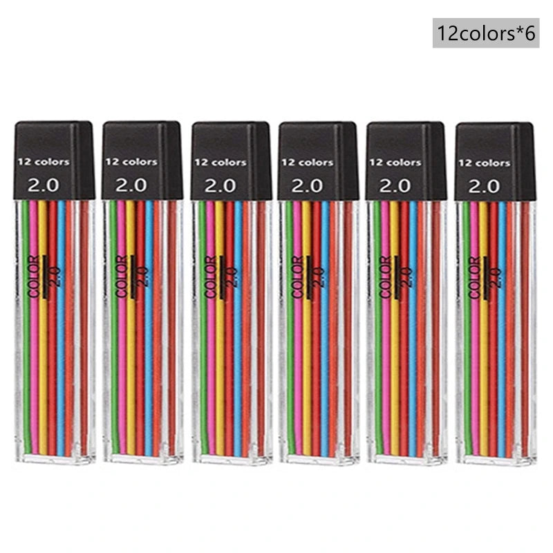 Mechanical Pencil Set 2.0 mm with 2B Black/Colors Lead Refill For Writing Sketching Art Drawing Painting School Automatic Pencil Beauty World Shop