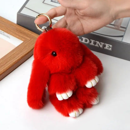 Fluffy Bunny Keychain - Plush Play Dead Rabbit Doll with Bow, Cute Animal Keychain Toy for Kids Girls, Soft Furry Gift Beauty World Shop