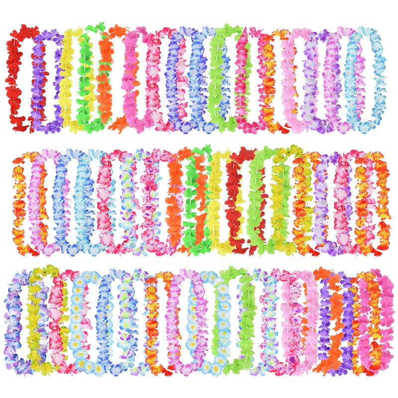 10/20/50pcs Hawaiian Flower Wreath Necklace Summer Tropical Birthday Party Decoration Luau Wedding Artificial Flower Garland Lei Beauty World Shop