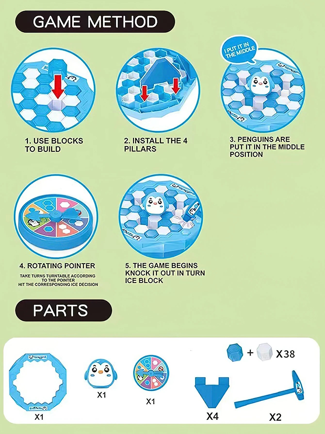 Mini Ice Breaking Penguin Saves Little Penguin Ice Knocking Game Children's Desktop Interactive Competition Parent Child Toys Beauty World Shop