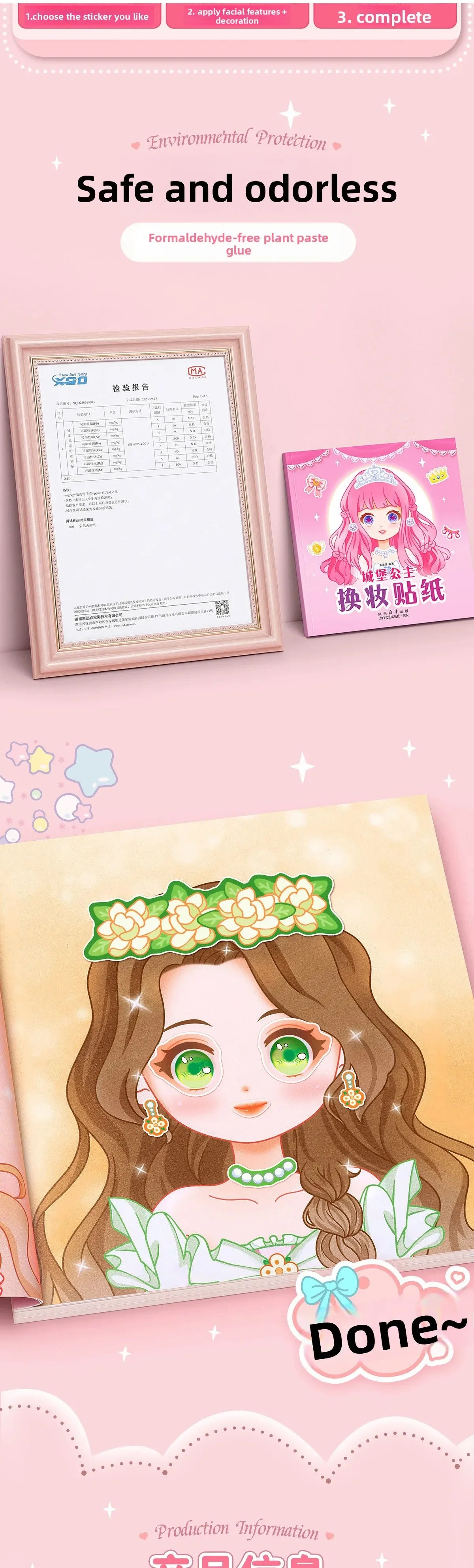 Stickers Book Handicrafts Creative Kids Stickers 15 Pages Toy Puzzle Reusable for Girls Cartoon Princess Make A Face Stickers Beauty World Shop