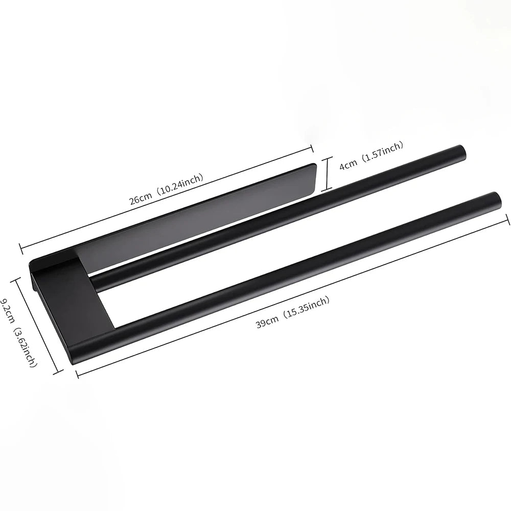 Bathroom Towel Racks No Drill Double Adhesive Towel Bar Stainless Steel Matte Black Towel Holder for Bathroom Kitchen Beauty World Shop