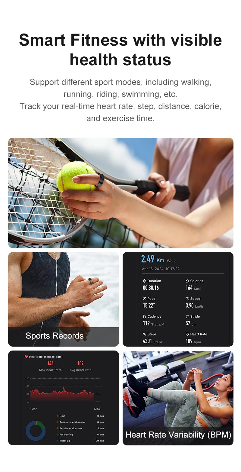 R09 Smart Ring Men Women with Charging Case,Heart Rate Blood Oxygen,Skin Temperature Monitor,5ATM Waterproof For Android iOS Beauty World Shop