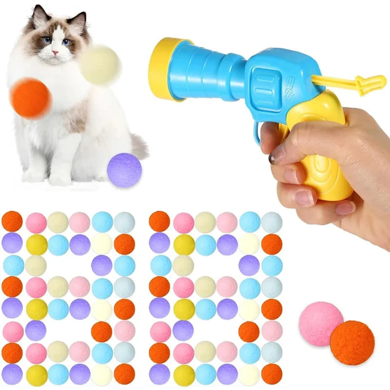 Cat Toys Interactive Launch Training Toy For Pet Kitten Creative Mini Shooting Gun Games Stretch Plush Ball Toys Pet Supplies Beauty World Shop