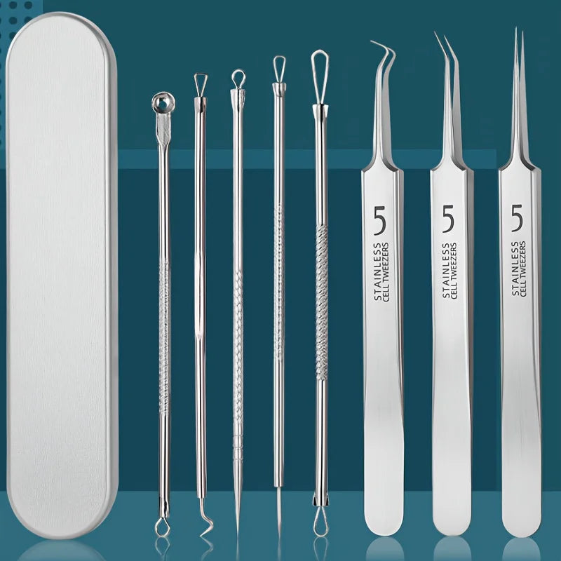 Stainless Steel Blackhead Removal Kit, Blemish and Acne Bottle Tool for All Skin Types, 8-Pack Beauty World Shop