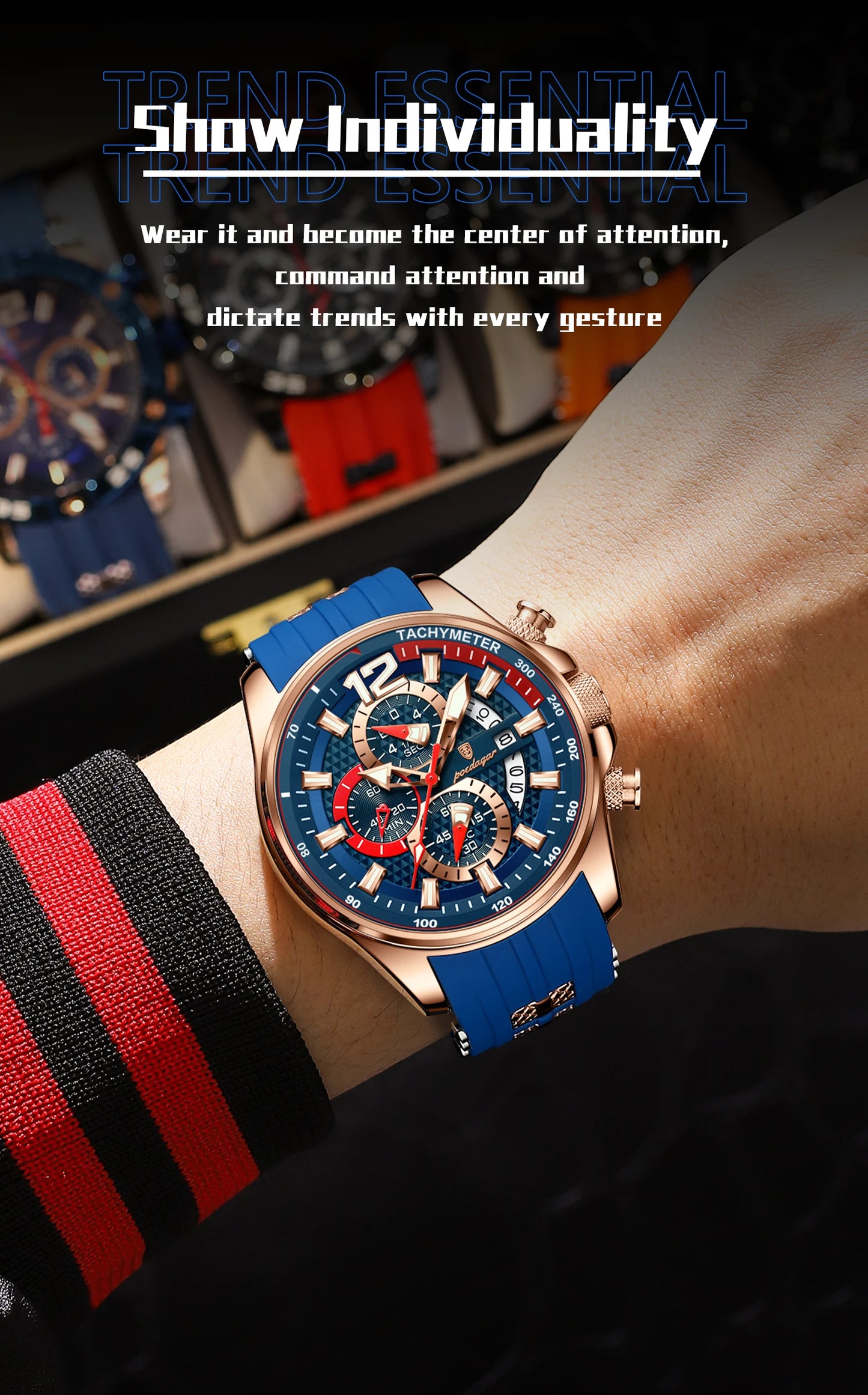 POEDAGAR Luxury Watch For Men Date Chronograph Luminous Waterproof Silicone Male Watch Fashion Sports Quartz Men's Watches Reloj Beauty World Shop