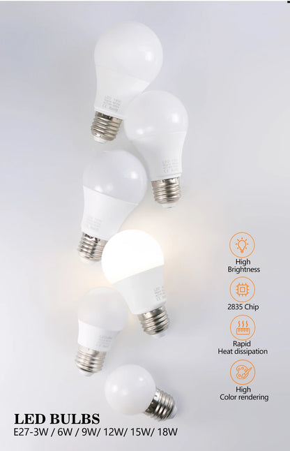 4pcs/lot E27 LED Bulb Lamps AC 220V SMD2835 3W 6W 9W 12W 15W 18W Lampada Led Light Bulbs Living Room Home Indoor LED Bombilla Beauty World Shop