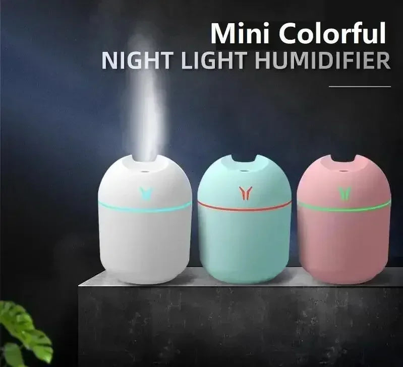 1pc  Compact USB Aroma Diffuser & Humidifier withLED Night Light - Pink & Mint Green, Essential Oil Atomizer for Homeand Car Use Beauty Fashion