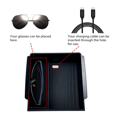 For Tesla Model Y Juniper 2025 Launch Center Console Eyeglasses Storage Box Armrest Box Upper&Lower Silicone Pad Beauty World Shop